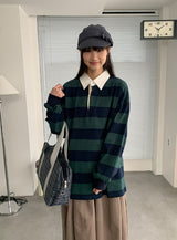 Kiyan Collar Stripe Over Long Sleeve Tee