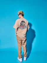 サクラアニマルズカーキデニムウォッシュドTシャツ (サーペント)
