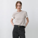 (T-6992)STRIPE POCKET SLIM TEE
