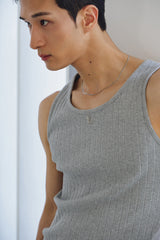 High ribbed logo sleeveless(Gray)