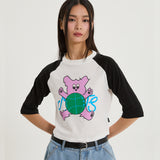 マルチーズトイラグランスリークォータースリーブTシャツ