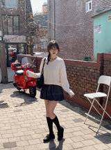 Again Basic Cotton Loose Fit V-neck Knit (5color)