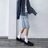 ウォッシュド ディストレスド ワイド ショーツ