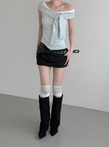 Studded Cotton Low Skirt Pants