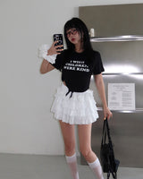 ウィッシュ レタリング クロップド半袖 T シャツ