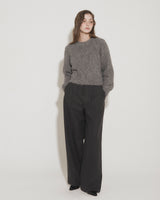 WOOL DOUBLE PLEATED SLACKS [CHARCOAL]