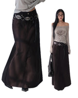 4 color cotton maxi long skirt