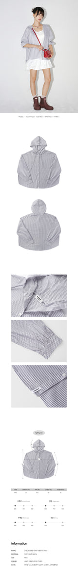 CHECK HOOD SHIRT (LIGHT GRAY)