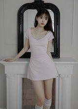 [MADE] Viola Lace Shirred Mini Dress