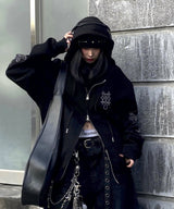 ニードルワークフーディージップアップ - Black
