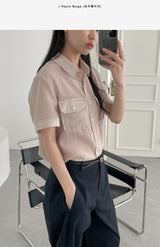 Pocket Organza See-through Short Sleeve Shirt