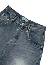 Low-Rise Wide Denim - Bullet Demage Handbrush