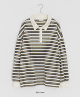 [unisex] Mickens Waffle Stripe Collar Tee
