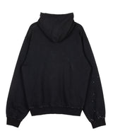  Cut Damage Washing Hood zip-up [ BLACK ]