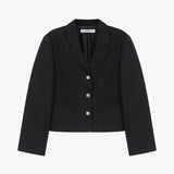Crop Button Jacket Black