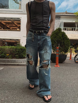 ロードダメージワイドデニムパンツ