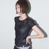 Wave Puff Lace Tee (Black) F25QB127