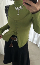 ANGORA HIGH NECK SLEEVELESS TOP CARDIGAN SET (5COLORS!)