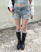 Light denim damage shorts