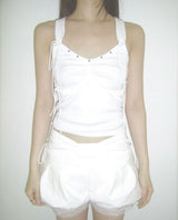 STUD FRILL SLEEVELESS (WHITE)