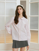 Bloom Lace Collar Shirt Blouse Pink