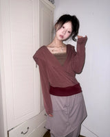 (3color) Cowl Two-Way Neck Stripe Hoodie