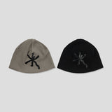 Grid Leather Patch Waffle Beanie (2c)