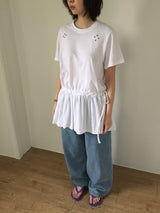 アイレットフリルクルーネックTシャツ (3color)