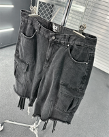 6X ジッパースリットバミューダパンツ（ブラック）