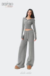 Cozy Knitwear Zip-up Training Set-up (TOP)