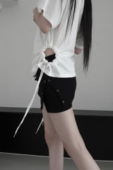 eyelet waffle shorts (2color)