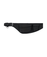 Two Pocket Cotton Nylon Belt Bag - BLACK