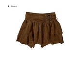 Leader Suede Eyelet Unbalanced Skirt