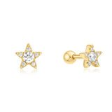 gold five-point star barbell single piercing E070-11G