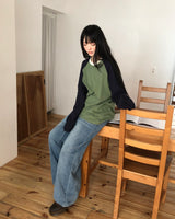 Seg Contrast Raglan Long-Sleeve T-Shirt