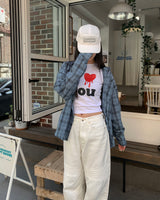 (Unisex) Destroyed check shirts
