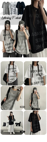 Here レタリング オーバーサイズ フィット 半袖 Tシャツ
