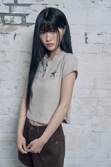 スターフィッシュ ヘンリーネック ワッフルスリムフィット Tシャツ