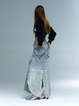 Emoha Silver Cat Tail Burst Leather Fishtail Skirt