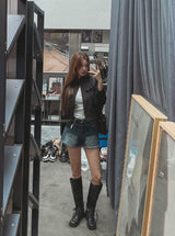 Liberal Crop Two-Way Biker Jacket