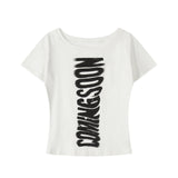 Lettering Round Half T-shirt