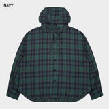 (UNISEX) Vintage Check Hood Shirt