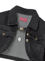 BOLERO SHAPE DENIM JACKET (BLACK WASHED)