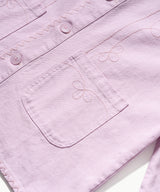 Floral Stitch French Work Jacket - Light Pink