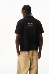 Washed V Neck Colorblock Tee