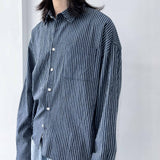 ファイン ストライプ リラックスド ロングスリーブ シャツ