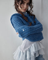 CROPPED HOODIE CARDIGAN - BLUE
