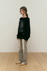 コレクションプリンテッドスカロップニット [BLACK]