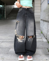 Pave Vintage Damage Balloon Denim Pants