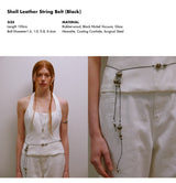 Shell Leather String Belt (Black)